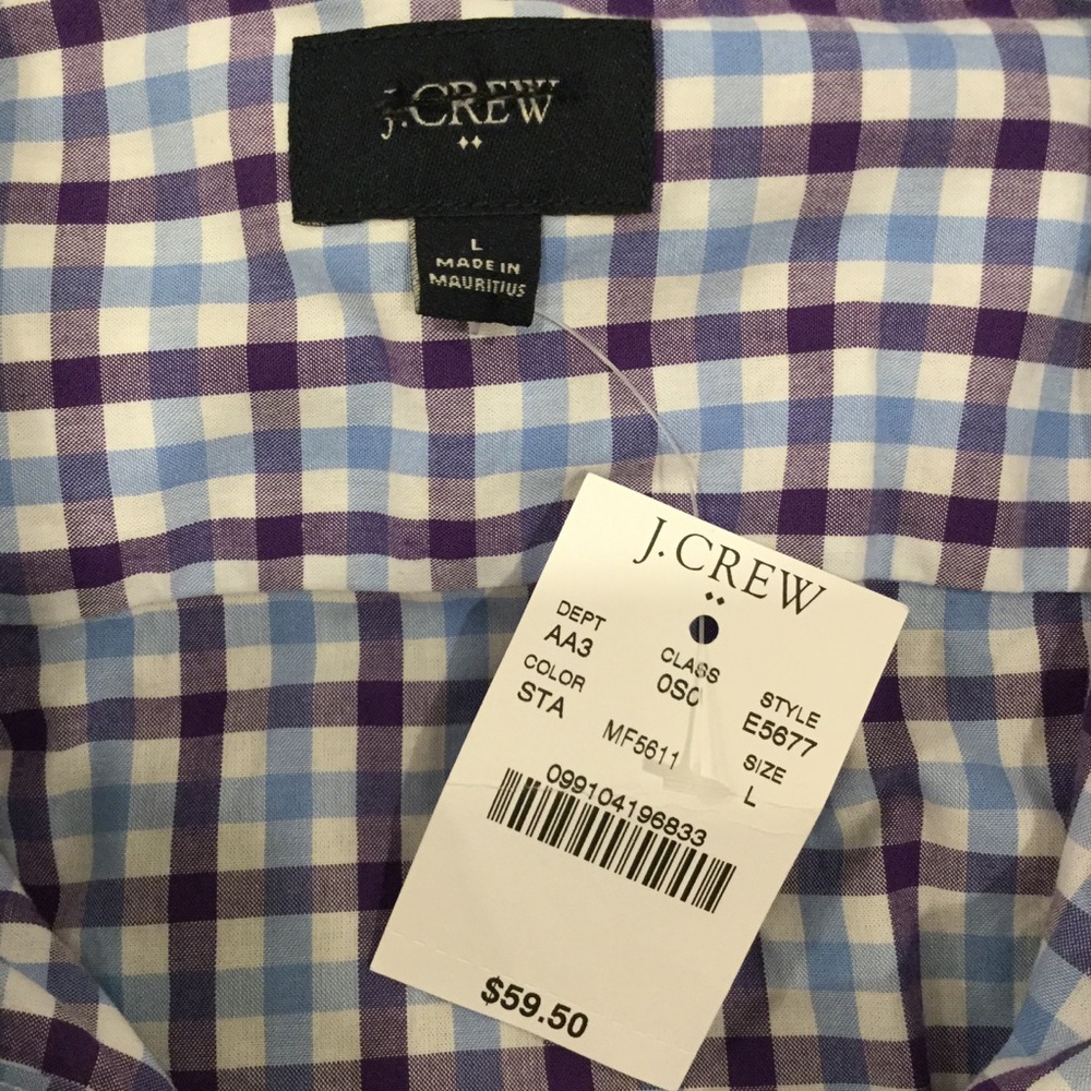 NWT Men's J Crew Button Down Long Sleeved Shirt Sz L - Picture 7 of 8